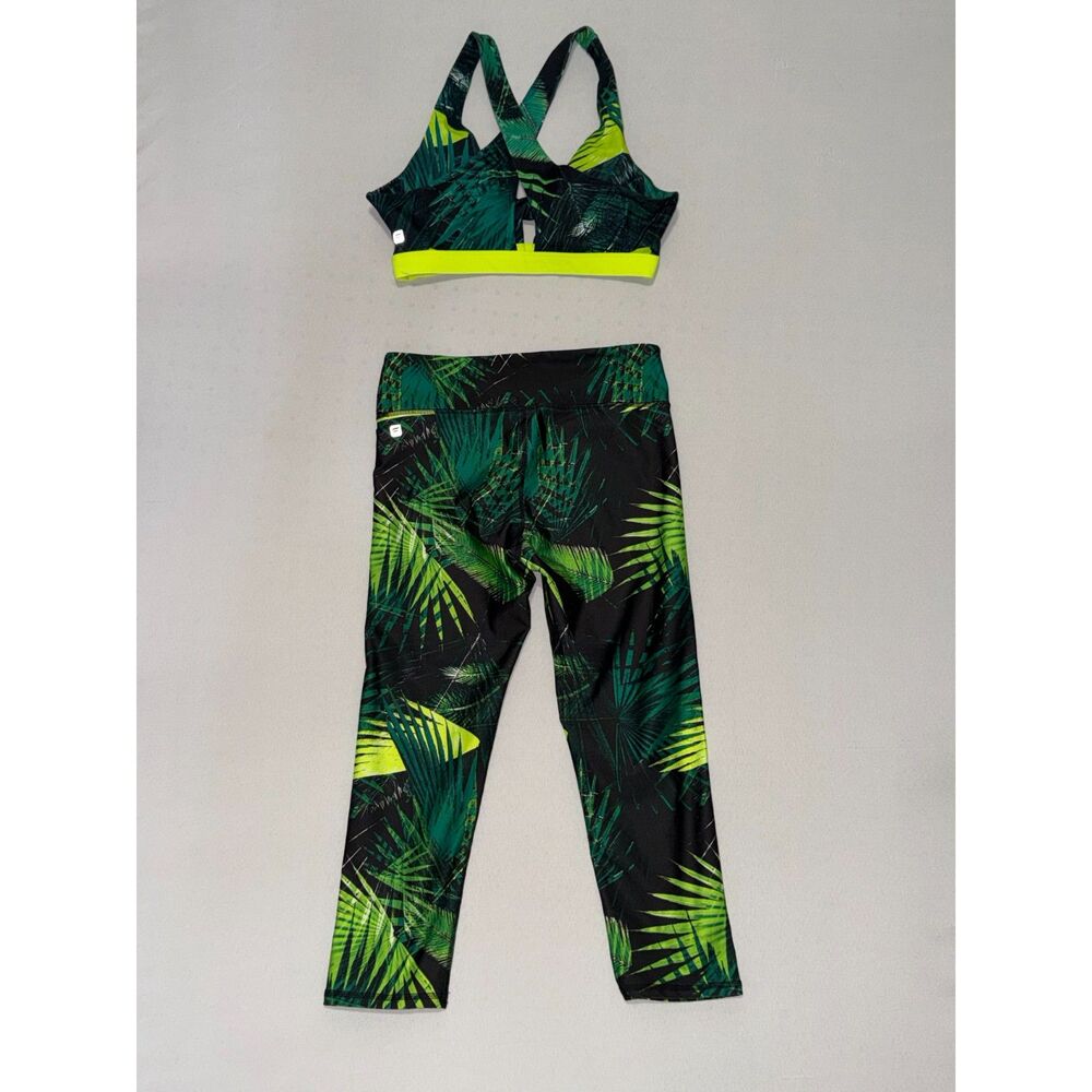 Fabletics Tropical Leaf Set | Sports Bra & Legging | Size M Top, S Bottom